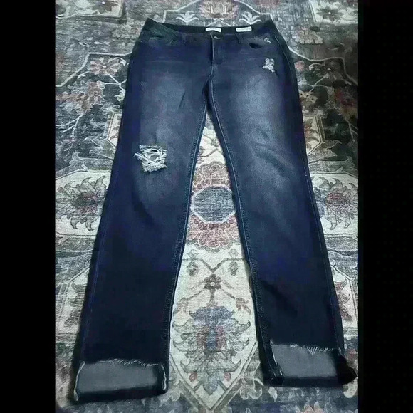 Kensie Denim - Kensie Jeans Distressed Mid-Rise Knockout  Skinny Ankle Jeans Blue Women 12/32